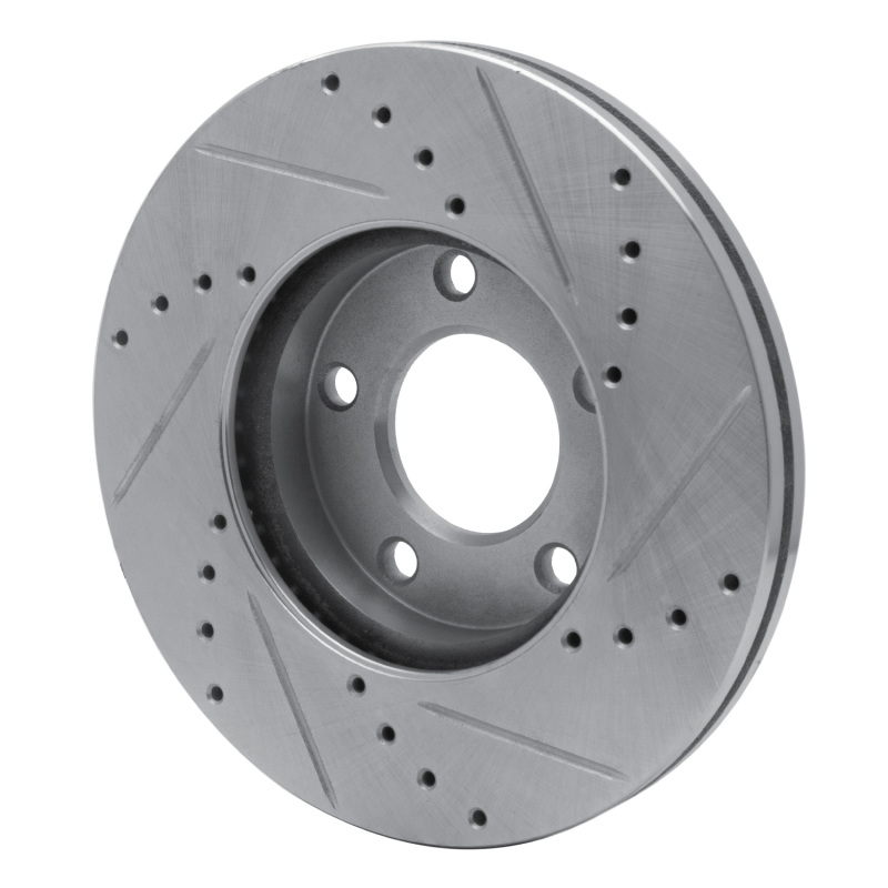Mazda 3 Brake Rotor (1) - Front Left - R1 Concepts - Drilled & Slotted - Silver - `04-`13